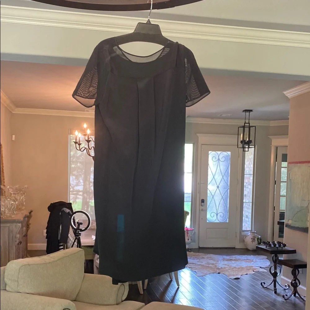 Elie Tahari Black Sheer Short Sleeve Dress - Picture 3 of 8
